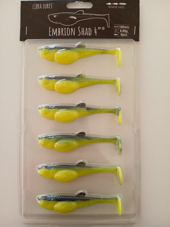 Embrion Shad 4"/100mm, 006-Hot Yellow, 8gr, 6psc/pack